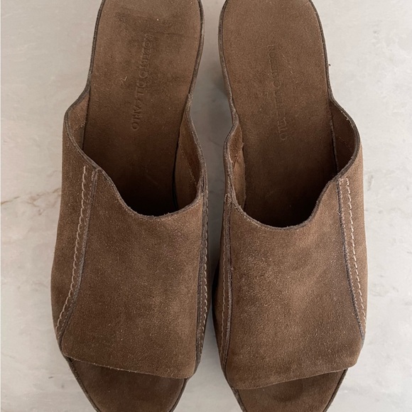 ROBERTO DEL CARLO Brown Suede Women's Heeled Mules, IT40/US9 - Picture 6 of 13